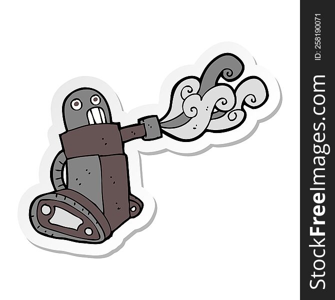 Sticker Of A Cartoon Tank Robot