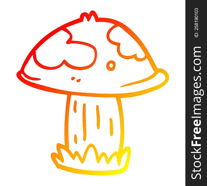 warm gradient line drawing of a cartoon poisonous toadstool