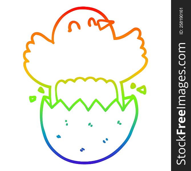 Rainbow Gradient Line Drawing Cartoon Hatching Chicken
