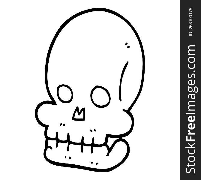 Line Drawing Cartoon Spooky Skull