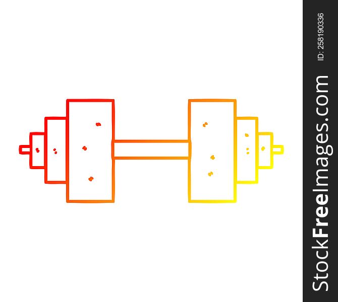 warm gradient line drawing of a cartoon dumbbell