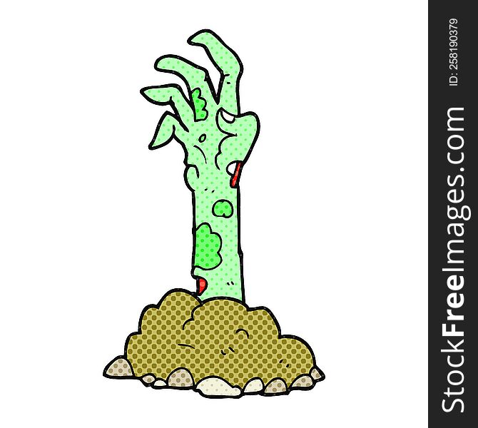 freehand drawn cartoon zombie hand rising from ground