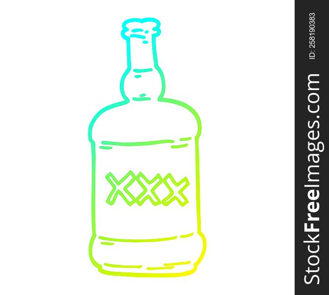 cold gradient line drawing of a cartoon spirits bottle