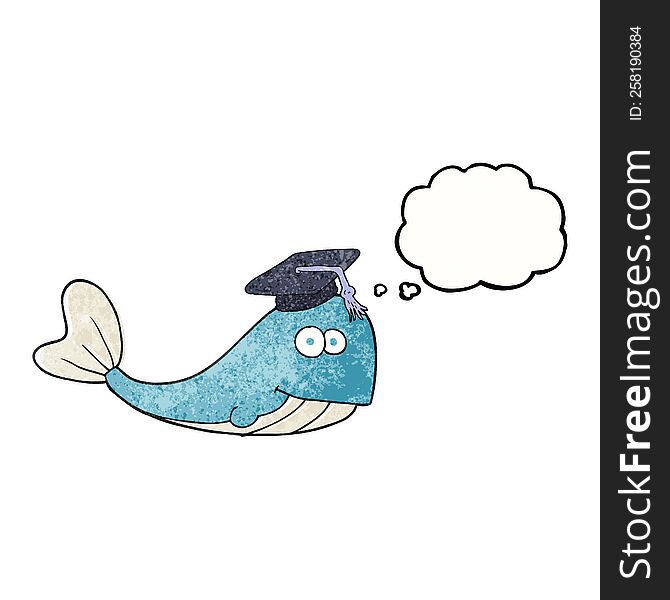 freehand drawn thought bubble textured cartoon whale graduate