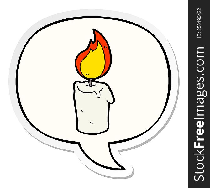 cartoon candle with speech bubble sticker. cartoon candle with speech bubble sticker
