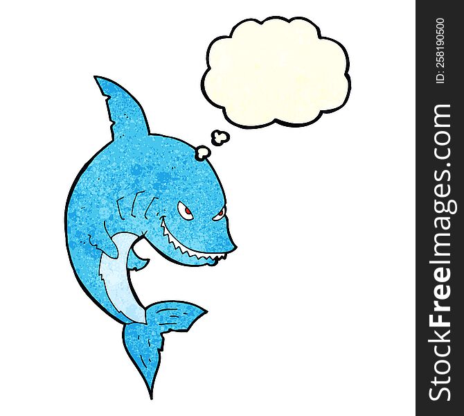 funny cartoon shark with thought bubble