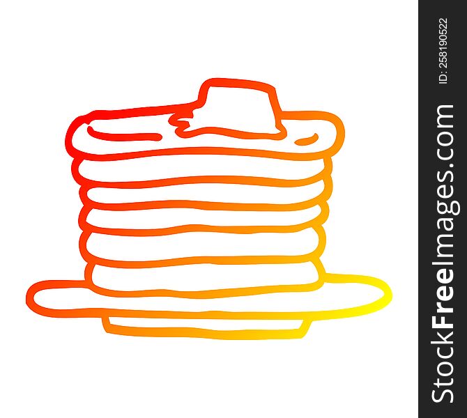 warm gradient line drawing cartoon stack of pancakes