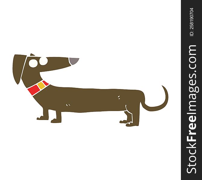 flat color illustration of sausage dog. flat color illustration of sausage dog