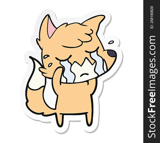 Sticker Of A Crying Fox Cartoon
