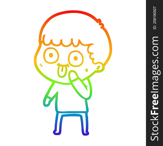 Rainbow Gradient Line Drawing Cartoon Man Staring