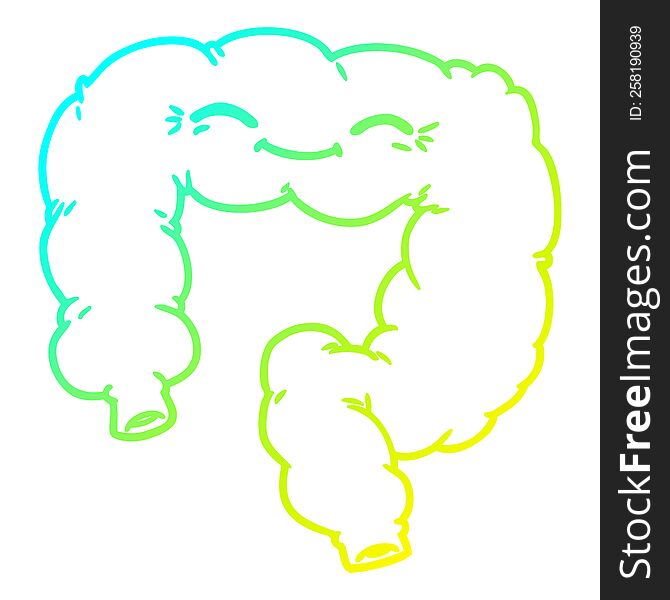 cold gradient line drawing of a cartoon happy colon