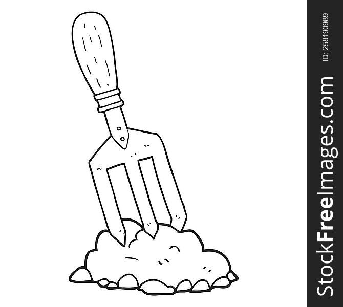 Black And White Cartoon Garden Fork