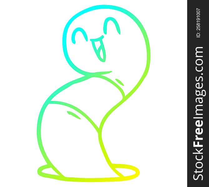 Cold Gradient Line Drawing Cartoon Happy Worm
