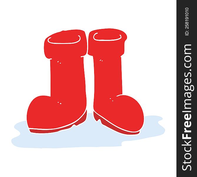 flat color illustration of wellington boots in puddle. flat color illustration of wellington boots in puddle
