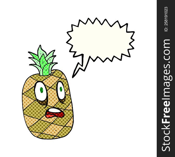 freehand drawn comic book speech bubble cartoon pineapple