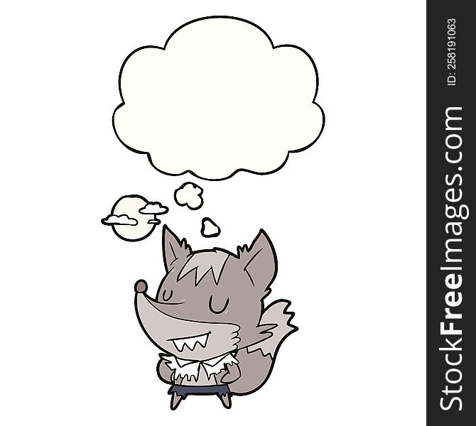 cartoon werewolf with thought bubble. cartoon werewolf with thought bubble