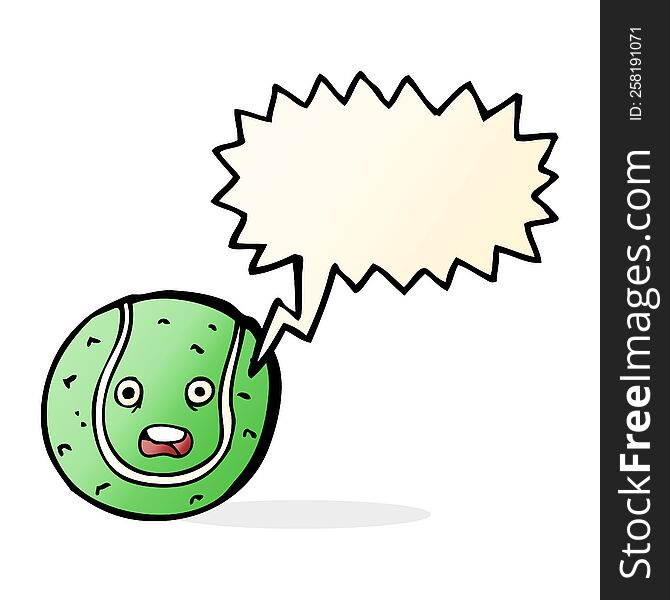 Cartoon Tennis Ball With Speech Bubble
