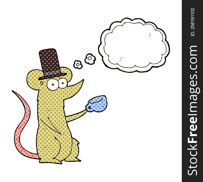 Thought Bubble Cartoon Mouse With Cup And Top Hat