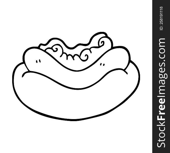 line drawing cartoon of a hotdog
