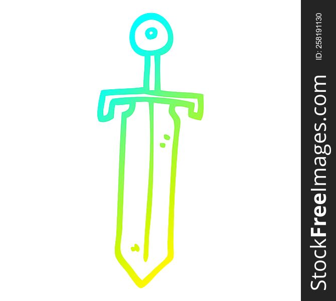 Cold Gradient Line Drawing Cartoon Old Sword