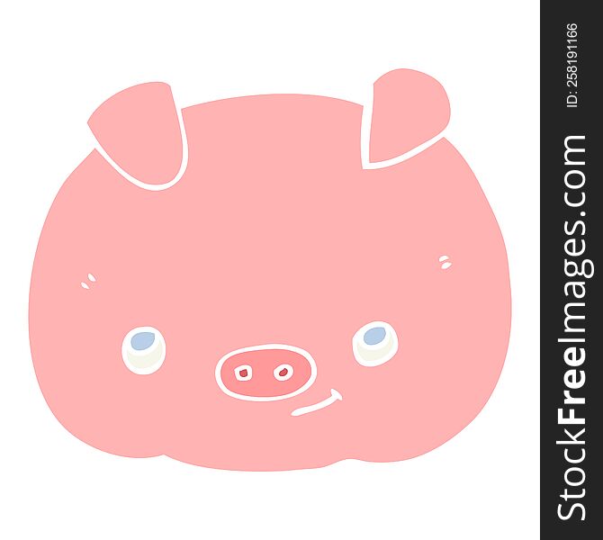flat color style cartoon happy pig