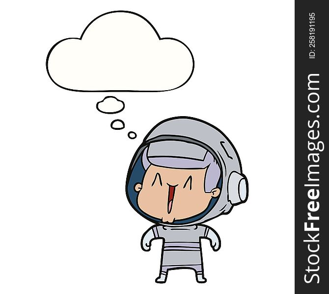 cartoon astronaut man with thought bubble. cartoon astronaut man with thought bubble