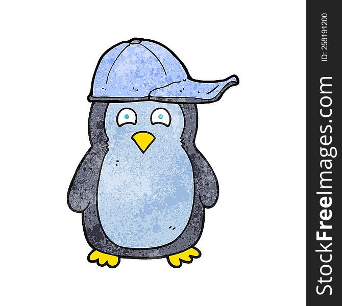 Textured Cartoon Penguin Wearing Hat