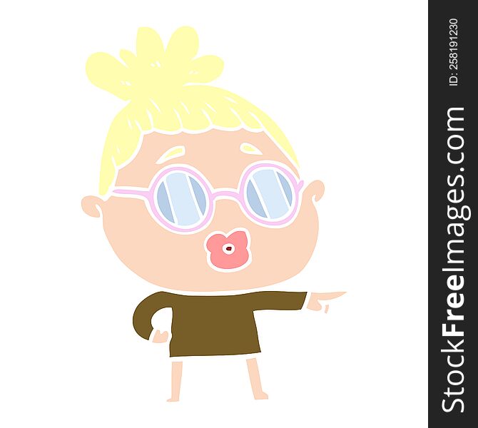flat color style cartoon woman wearing spectacles