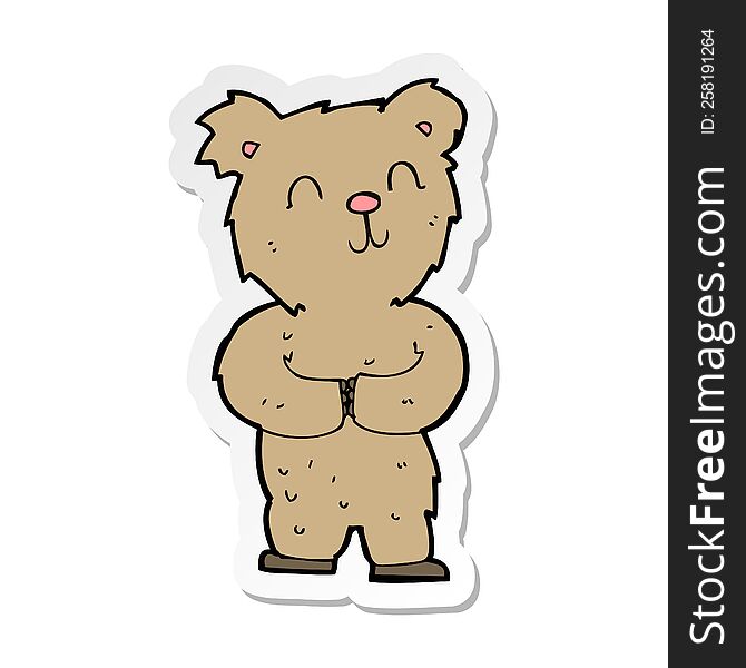 Sticker Of A Cartoon Happy Little Bear