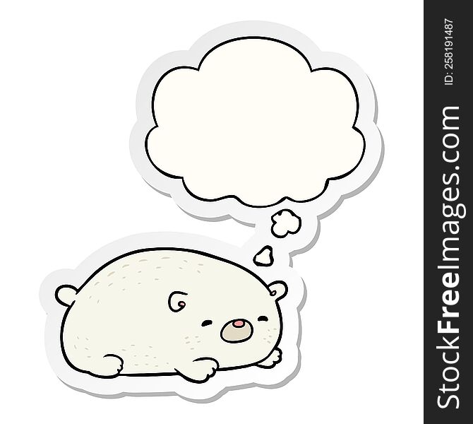cartoon polar bear with thought bubble as a printed sticker