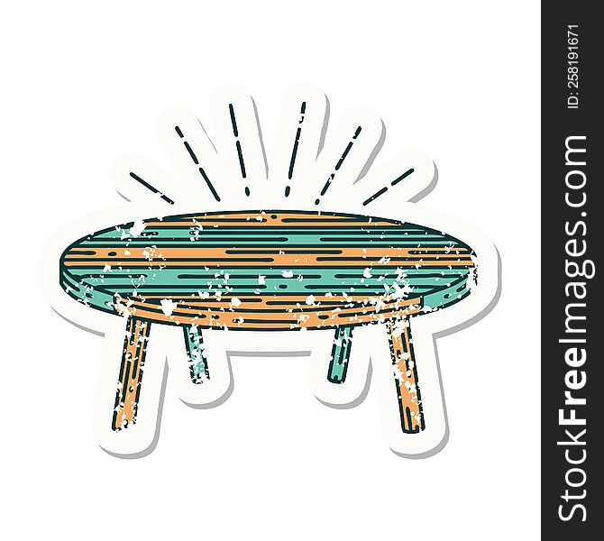 grunge sticker of tattoo style wood table