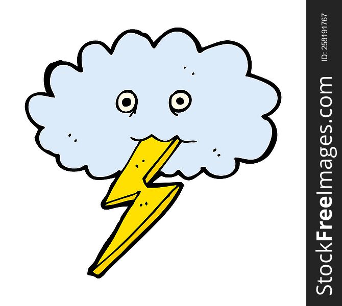 Cartoon Lightning Bolt And Cloud