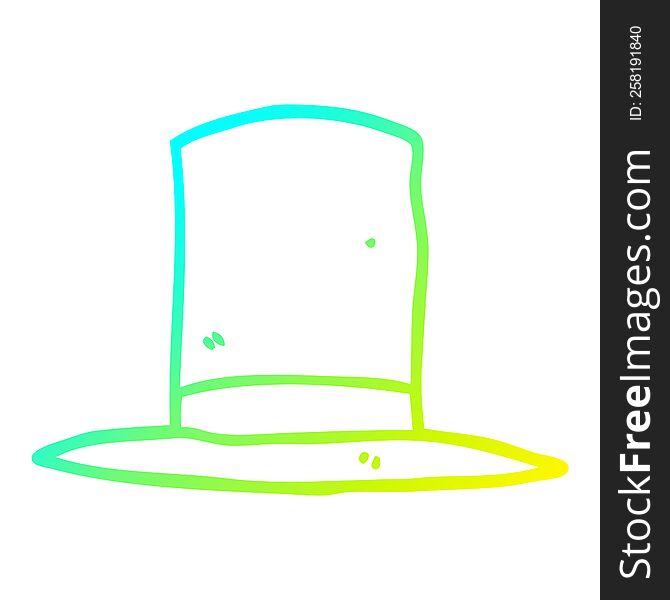 Cold Gradient Line Drawing Cartoon Top Hat