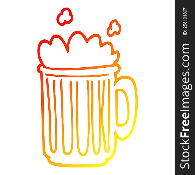 Warm Gradient Line Drawing Cartoon Tankard Of Beer