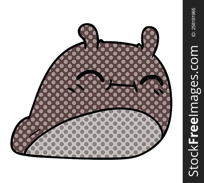 freehand drawn cartoon of a happy kawaii slug