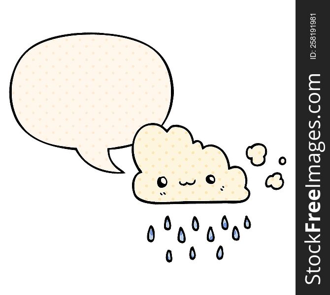 cartoon storm cloud and speech bubble in comic book style