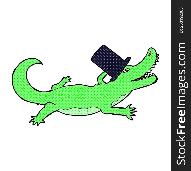 Cartoon Crocodile In Top Hat