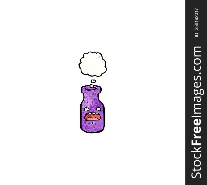 cartoon bottle with thought bubble