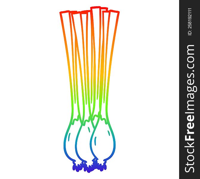rainbow gradient line drawing of a cartoon spring onions