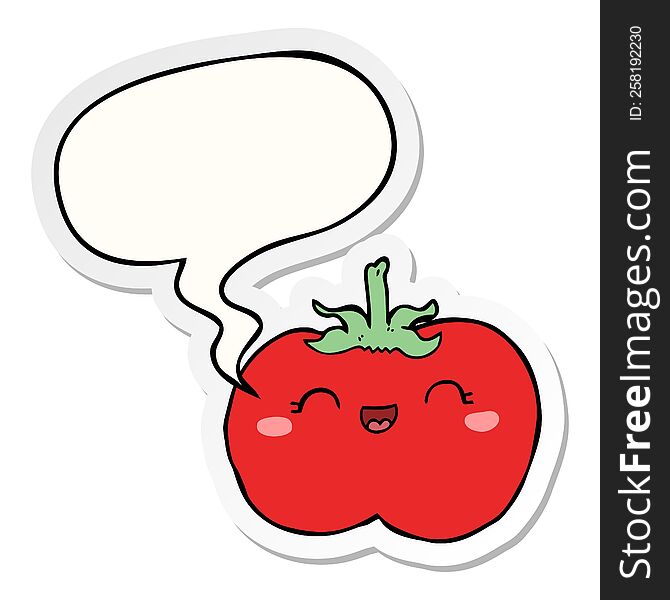 Cartoon Tomato And Speech Bubble Sticker