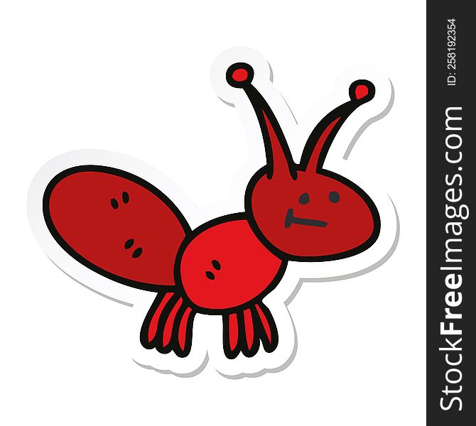 sticker of a quirky hand drawn cartoon ant