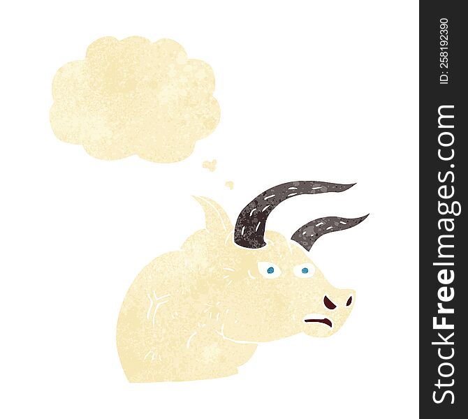 cartoon angry bull head with thought bubble