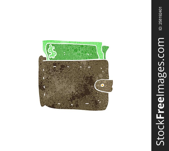 Retro Cartoon Wallet Full Of Money