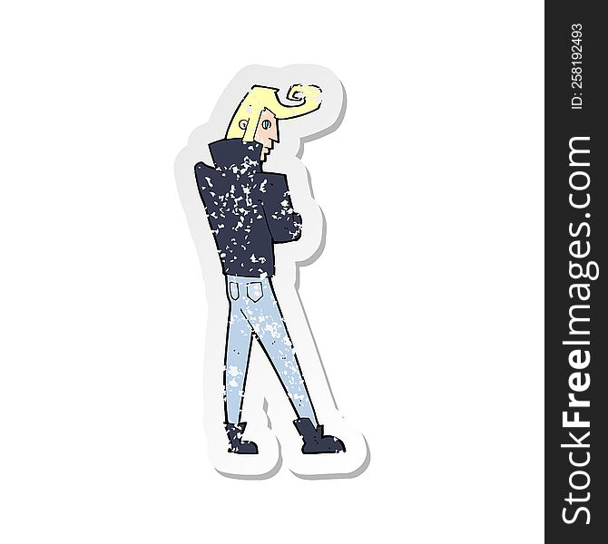 Retro Distressed Sticker Of A Cartoon Cool Guy