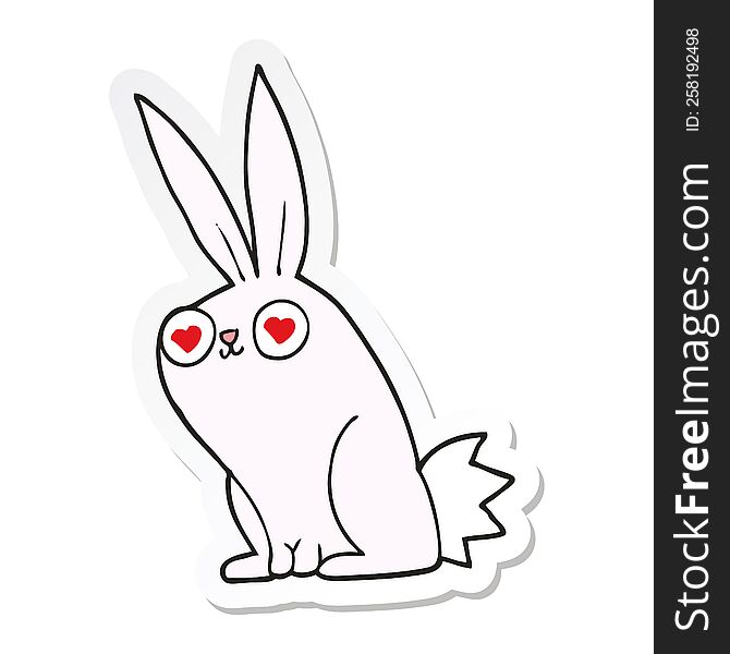 sticker of a cartoon bunny rabbit in love