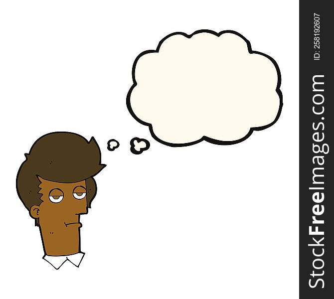 Cartoon Bored Man With Thought Bubble