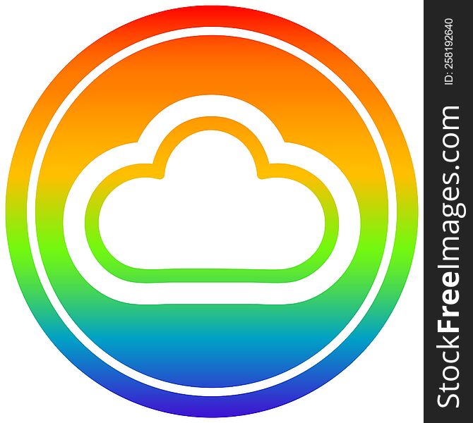 weather cloud circular icon with rainbow gradient finish. weather cloud circular icon with rainbow gradient finish