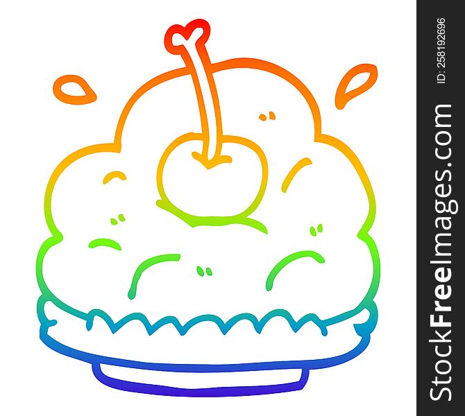 Rainbow Gradient Line Drawing Cartoon Dessert