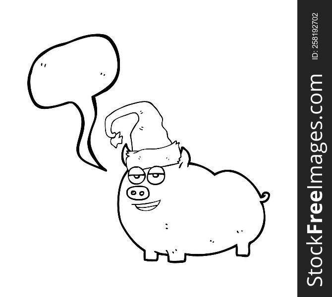 Speech Bubble Cartoon Christmas Pig