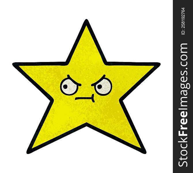 retro grunge texture cartoon of a gold star